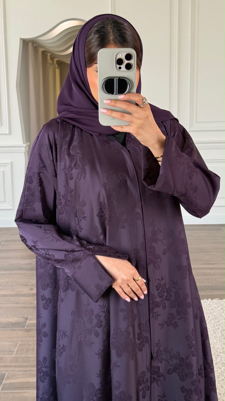 عباية كلوش منقشة — جاهزة للتسليم — بنفسجي